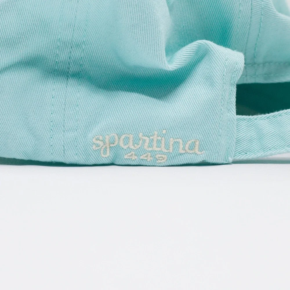 SPARTINA 449 Sea Turtle Embroidered Cotton Twill Baseball Hat Aqua Blue Sz OS